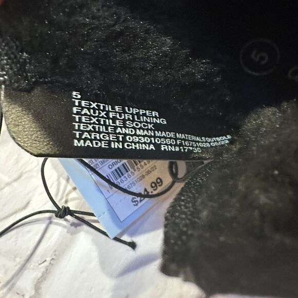 Baby Girl Toddler Cat & Jack Black Arlo Sz 5 Boots Fur Lined Winter Snow - Picture 6 of 6